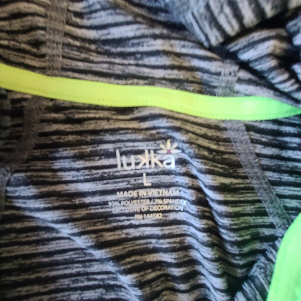 Lukka Womens Full Zip Hoodie Sweatshirt Gray Stripe Pockets Thumb Loops. Large - Picture 5 of 16